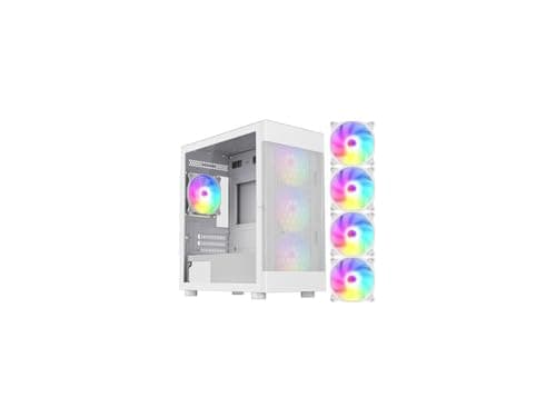 DIYPC ARGB-G5 ATX Mid Tower White with Tempered Glass Side Panel and USB 3.2 Gen 1 Type-A, USB 2.0 Type-A main image