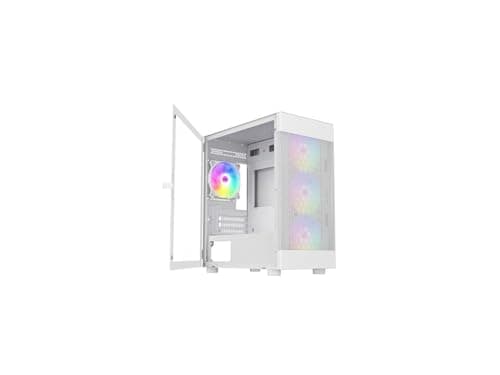 DIYPC ARGB-G5 ATX Mid Tower White with Tempered Glass Side Panel and USB 3.2 Gen 1 Type-A, USB 2.0 Type-A image