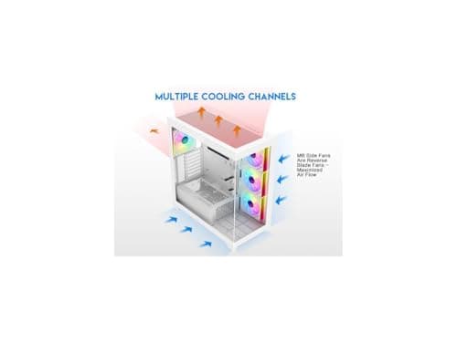 DIYPC Vanguard-F2 ATX Full Tower White with Tempered Glass Side Panel and USB 3.2 Gen 1 Type-C USB 3.2 Gen 1 Type-A image