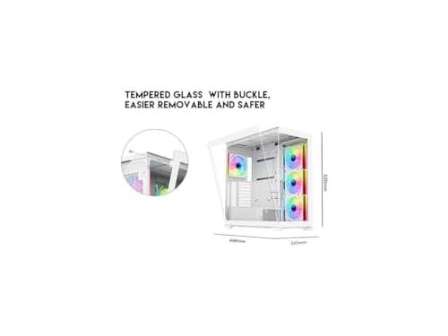 DIYPC Vanguard-F2 ATX Full Tower White with Tempered Glass Side Panel and USB 3.2 Gen 1 Type-C USB 3.2 Gen 1 Type-A image