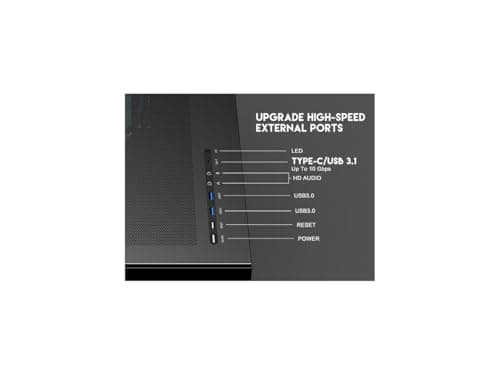 DIYPC Vanguard-F2 ATX Full Tower Black with Tempered Glass Side Panel and USB 3.2 Gen 1 Type-C USB 3.2 Gen 1 Type-A image