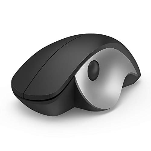 Ergonomic Wireless Mouse, Jelly Comb MV021 2.4Ghz Precision Cordless Mouse with Thumb-Operated Scrollball, Less Noise, Optical Mice for Laptop PC Windows Computer (Black and Silver) image