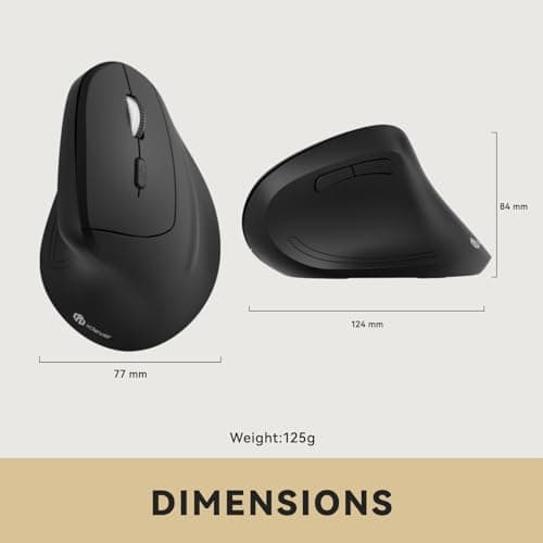iClever Vertical Mouse - Ergonomic Mouse Wireless 6 Buttons with Adjustable DPI 1000/1600/2000/2400 Comfortable 2.4G Optical Ergo Mouse for Laptop, Computer, Desktop, Windows, Mac OS image