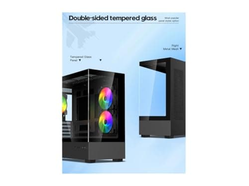 DIYPC ARGB-N1 Micro ATX Mid Tower Black with Tempered Glass Side Panel and USB 3.2 Gen 2 Type-C, USB 3.2 Gen 1 Type-A image