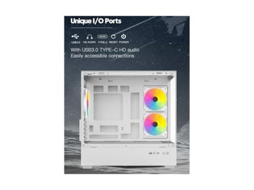 DIYPC ARGB-N1 MicroATX Mid Tower White Tempered Glass Side Panel image