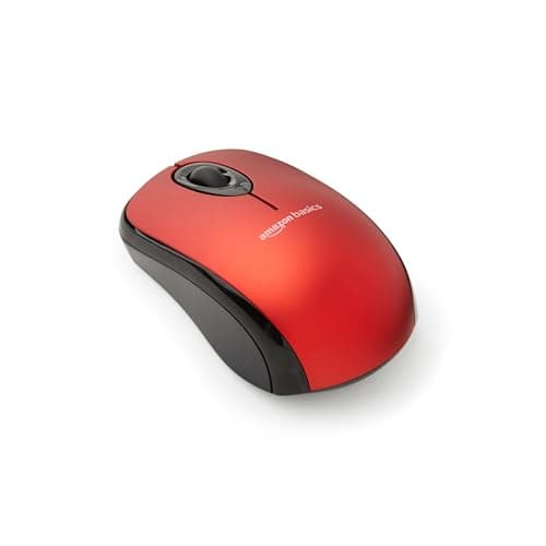 AmazonBasics Wireless Computer Mouse with Nano Receiver - Red image