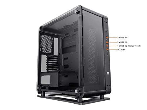 Thermaltake Core P6 ATX Mid Tower Black with Tempered Glass Side Panel, USB 3.2 Gen 2 Type-C, USB 3.2 Gen 1 Type-A, and USB 2.0 Type-A image