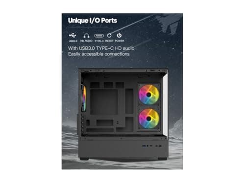 DIYPC ARGB-N1 Micro ATX Mid Tower Black with Tempered Glass Side Panel and USB 3.2 Gen 2 Type-C, USB 3.2 Gen 1 Type-A image