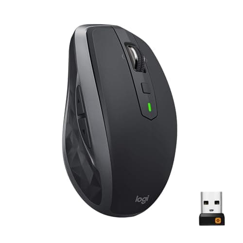 Logitech MX Anywhere 2S Wireless Mouse - Use On Any Surface, Hyper-Fast Scrolling, Rechargeable, Control up to 3 Apple Mac and Windows Computers and laptops (Bluetooth or USB), Graphite image
