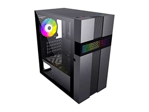 DIYPC ARGB-Q8-BK Micro ATX Mid Tower Black Tempered Glass Side Panel image