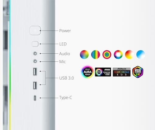 Montech KING 95 ATX Mid Tower White with Tempered Glass Side Panel and USB 3.2 Gen 1 Type-C/USB 3.2 Gen 1 Type-A Front Panel image