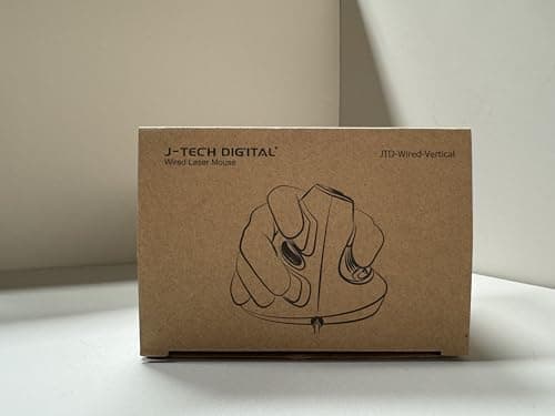J-Tech Digital Scroll Endurance Wired Mouse Ergonomic Vertical USB Mouse with Adjustable Sensitivity (600/1000/1600 DPI), Removable Palm Rest & Thumb Buttons - Reduces Hand/Wrist Pain (Wired) image
