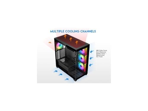 DIYPC Vanguard-F2 ATX Full Tower Black with Tempered Glass Side Panel and USB 3.2 Gen 1 Type-C USB 3.2 Gen 1 Type-A image