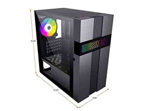 DIYPC ARGB-Q8-BK Micro ATX Mid Tower Black Tempered Glass Side Panel image