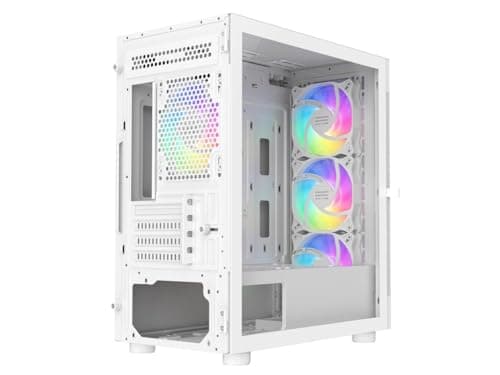 DIYPC ARGB-G5 ATX Mid Tower White with Tempered Glass Side Panel and USB 3.2 Gen 1 Type-A, USB 2.0 Type-A image