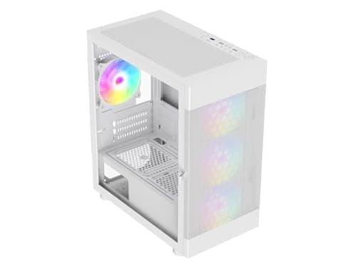 DIYPC ARGB-G5 ATX Mid Tower White with Tempered Glass Side Panel and USB 3.2 Gen 1 Type-A, USB 2.0 Type-A image