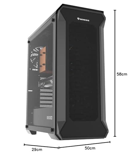 Genesis Irid 505F ATX Mid Tower Black with Tempered Glass Side Panel and USB 3.2 Gen 1 Type-A USB 2.0 Type-A Front Panel image