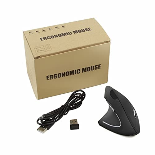 Left-Handed Mouse, Rechargeable 2.4G Wireless Ergonomic Vertical Mice with USB Receiver, 6 Buttons and 3 Adjustable DPI 800/1200/1600 for Laptop Computer PC Desktop (Left Hand) image