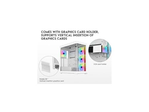 DIYPC Vanguard-F2 ATX Full Tower White with Tempered Glass Side Panel and USB 3.2 Gen 1 Type-C USB 3.2 Gen 1 Type-A image