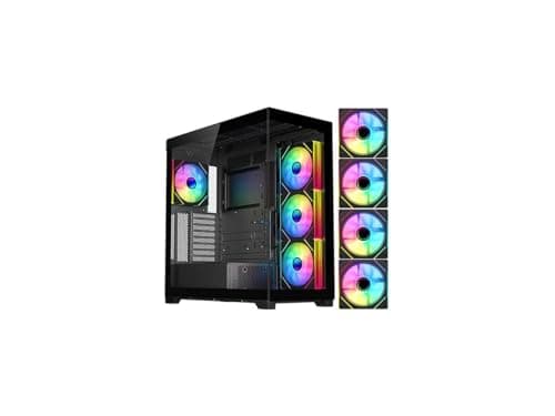 DIYPC Vanguard-F2 ATX Full Tower Black with Tempered Glass Side Panel and USB 3.2 Gen 1 Type-C USB 3.2 Gen 1 Type-A image