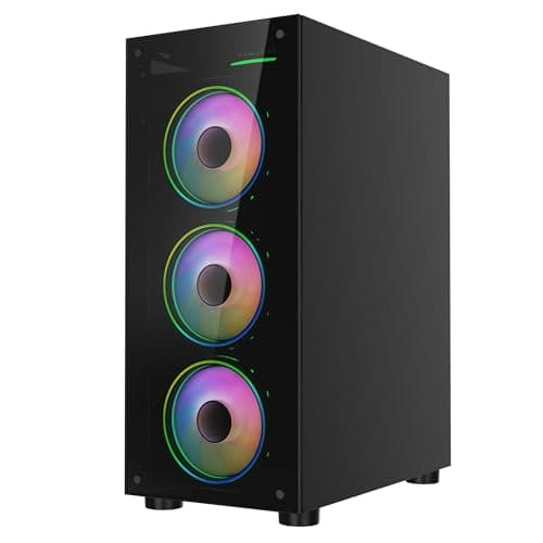 CiT Mirage F6 ATX Mid Tower Black with Tempered Glass Side Panel and USB 3.2 Gen 1 Type-A / USB 2.0 Type-A image
