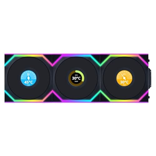 Lian Li UNI FAN SL Wireless LCD 120mm Black Addressable RGB PWM 51.45 CFM 3-Pack image