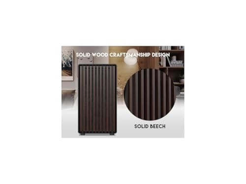 DIYPC DIY-mATX06-Wood Micro ATX Mini Tower Black / Brown with Tempered Glass Side Panel and USB 3.2 Gen 2 Type-C, USB 3.2 Gen 1 Type-A image