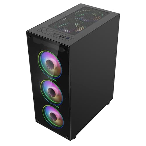 CiT Mirage F6 ATX Mid Tower Black with Tempered Glass Side Panel and USB 3.2 Gen 1 Type-A / USB 2.0 Type-A image