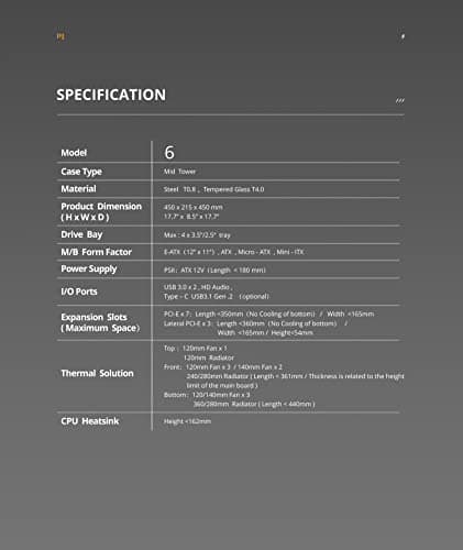 Geometric Future Model 6 ATX Mid Tower Black / Yellow with Tinted Tempered Glass Side Panel and USB 3.2 Gen 1 Type-A image