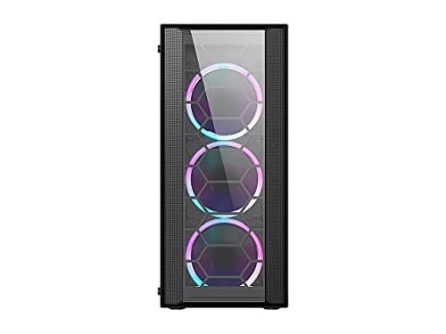 DIYPC Rainbow-Flash-F4 ATX Mid Tower Black Tempered Glass Side Panel image