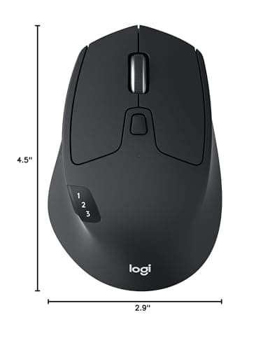 Logitech M720 Triathalon Multi-Device Wireless Mouse - Easily Move Text, Images and Files Between 3 Windows and Apple Mac Computers Paired with Bluetooth or USB, Hyper-Fast Scrolling, Black image