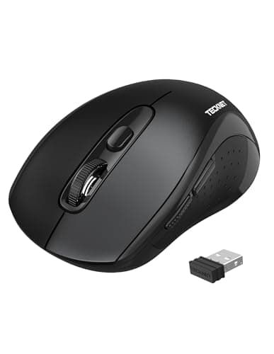 Wireless Mouse TeckNet 2.4G Optical Mouse with USB Nano Receiver for Notebook, PC, Laptop, Computer, 18 Month Battery Life, 3 Adjustable DPI Levels: 2000/1500/1000 DPI (Grey) image