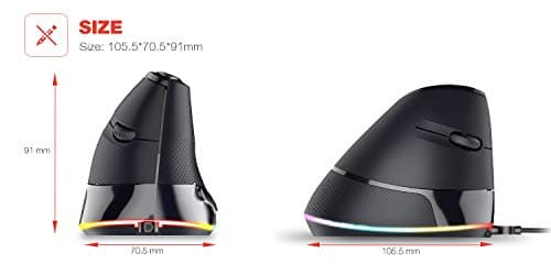 Havit Ergonomic Vertical Mouse RGB Backlit Wired Computer Mice 6 Adjustable DPI(800-1600-2400-3200-4800-6400) 6 Buttons for Laptop PC Desktop, Notebook image