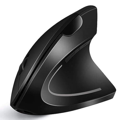 Ergonomic Wireless Mouse, Acedada Rechargeable 2.4G USB Wireless Vertical Ergonomic Mouse, 800/1200 /1600 DPI, for Laptop, Desktop, PC, Computer, Notebook - Black image