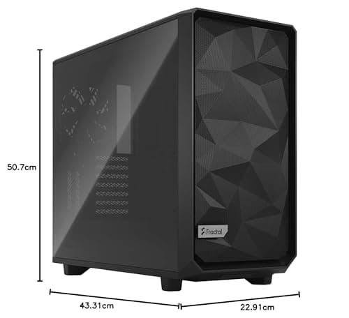 Fractal Design Meshify 3 ATX Mid Tower Black Tinted Tempered Glass Side Panel with USB 3.2 Gen 2x2 Type-C and USB 3.2 Gen 1 Type-A image