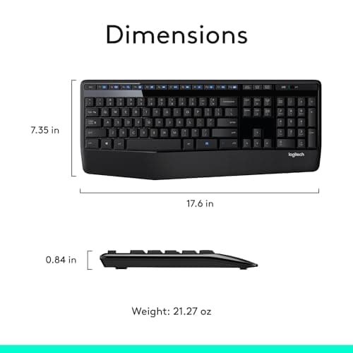 Logitech MK345 Wireless Combo - Full-sized Keyboard with Palm Rest and Comfortable Right-Handed Mouse image