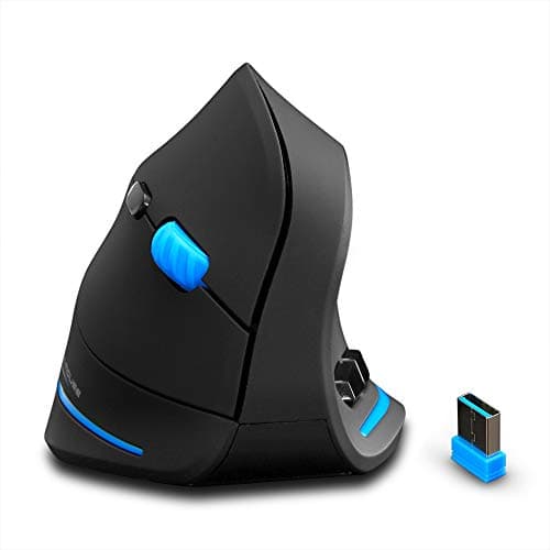 ZLOT Vertical Wireless Mouse,2.4G USB Optical Ergonomic Mice with 3 Adjustable DPI 1000/1600/2400 and 6 Buttons for Laptop, PC, Computer, Desktop, Black image