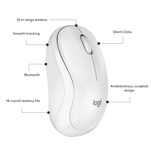 Logitech M240 Silent Bluetooth Wireless Optical White Mouse image