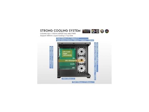 DIYPC Vanguard-F2 ATX Full Tower Black with Tempered Glass Side Panel and USB 3.2 Gen 1 Type-C USB 3.2 Gen 1 Type-A image