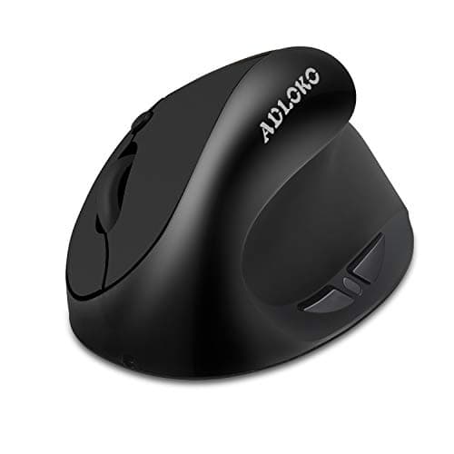 Wireless Mouse, ADLOKO Vertical Ergonomic Optical USB Rechargeable Mice Adjustable Sensitivity 800/1200 /1600 DPI for Laptop, Chromebook, PC, Desktop main image