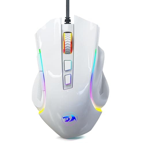 Redragon M602 RGB Wired Gaming Mouse RGB Spectrum Backlit Ergonomic Mouse Griffin Programmable with 7 Backlight Modes up to 7200 DPI for Windows PC Gamers (White) image