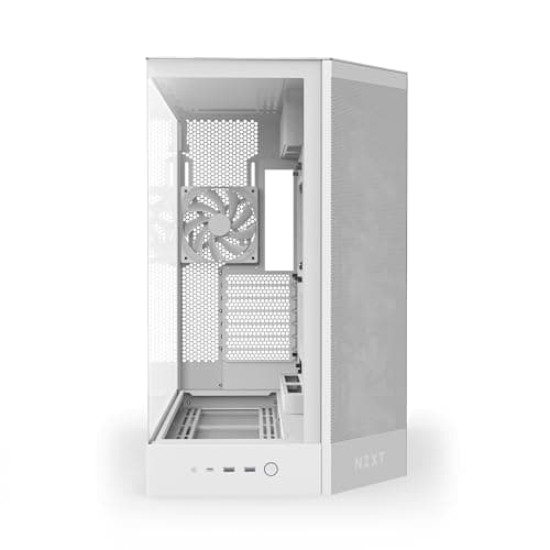 NZXT H9 Flow (2025) ATX Mid Tower White Tempered Glass Side Panel, USB 3.2 Gen 2x2 Type-C, USB 3.2 Gen 1 Type-A image