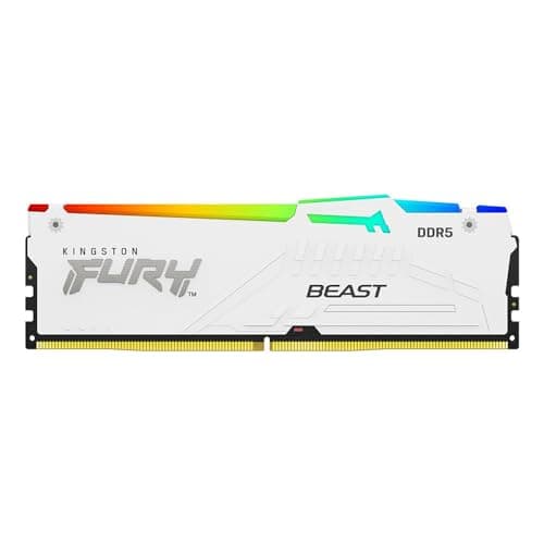 Kingston FURY Beast RGB White 128GB (4x32GB) 5600MT/s CL40 DDR5 XMP DIMM | Overclocking | Plug N Play | Intel XMP 3.0 | Kit of 4 | KF556C40BWAK4-128 image
