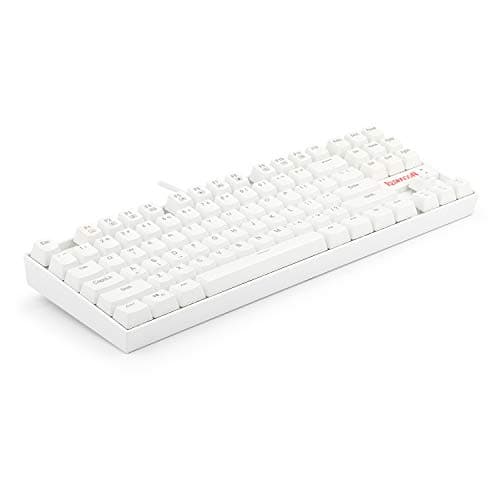 Redragon K552-N Mechanical Gaming Keyboard, 87 Keys, Tenkeyless, Compact Steel Construction with Cherry MX Blue Switches for Windows PC Gamer (No Backlight - White) image