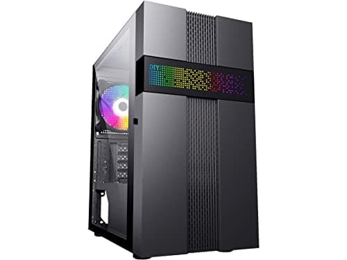 DIYPC ARGB-Q8-BK Micro ATX Mid Tower Black Tempered Glass Side Panel main image