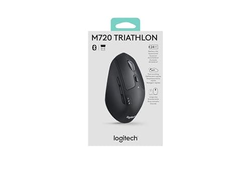 Logitech M720 Triathalon Multi-Device Wireless Mouse - Easily Move Text, Images and Files Between 3 Windows and Apple Mac Computers Paired with Bluetooth or USB, Hyper-Fast Scrolling, Black image