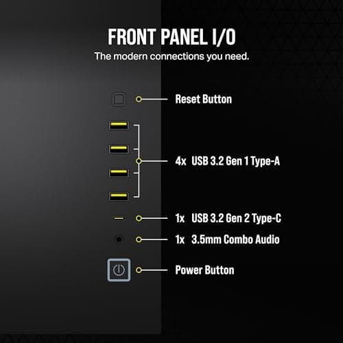Corsair 6500D Airflow ATX Mid Tower Black Tempered Glass, USB 3.2 Gen 2 Type-C USB 3.2 Gen 1 Type-A image