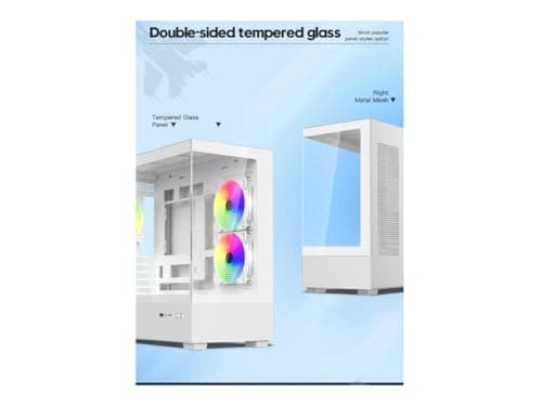 DIYPC ARGB-N1 MicroATX Mid Tower White Tempered Glass Side Panel image