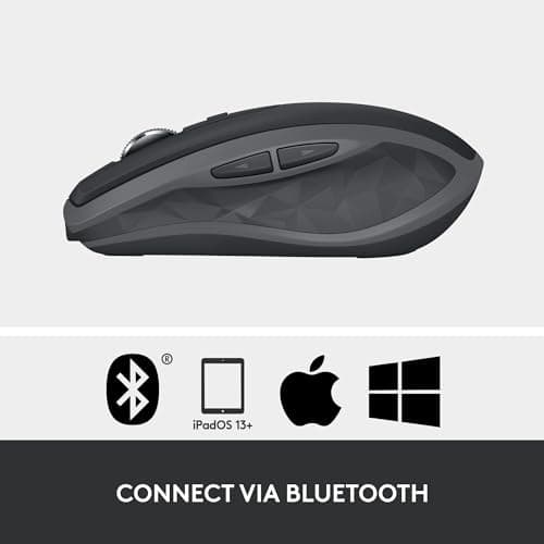 Logitech MX Anywhere 2S Wireless Mouse - Use On Any Surface, Hyper-Fast Scrolling, Rechargeable, Control up to 3 Apple Mac and Windows Computers and laptops (Bluetooth or USB), Graphite image