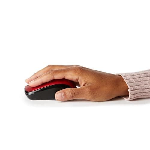 AmazonBasics Wireless Computer Mouse with Nano Receiver - Red image
